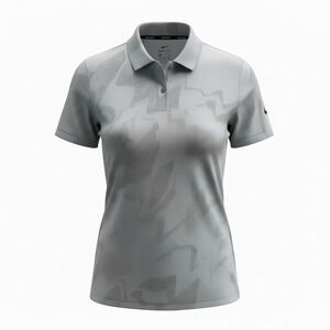 Nike Golf Dri-FIT Women Grey Halftone Dot Short Sleeve Polo Shirt XL 884861-012